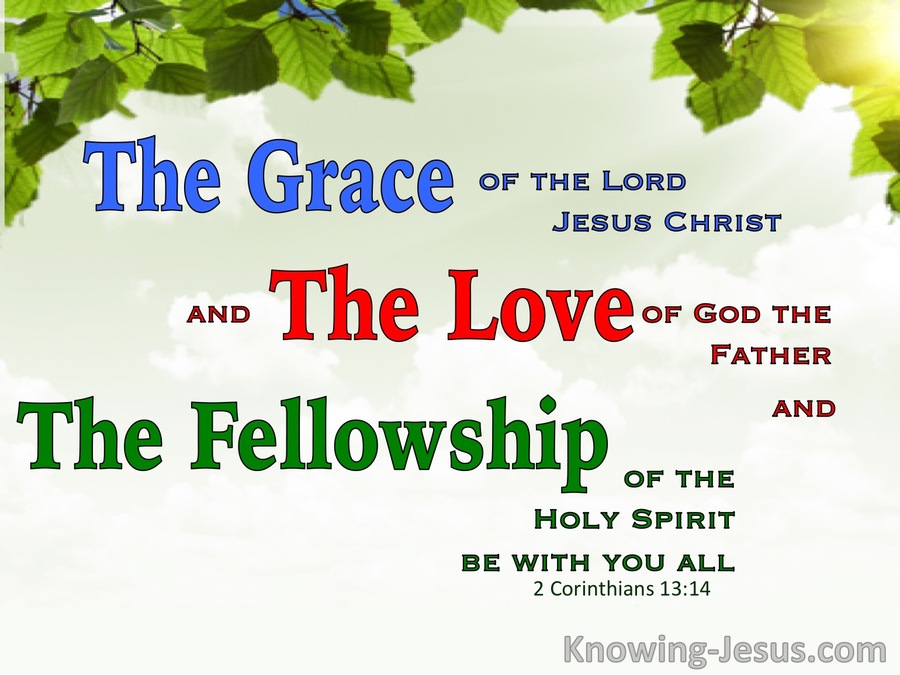 2 Corinthians 13:14 Grace Love And Fellowship (green)